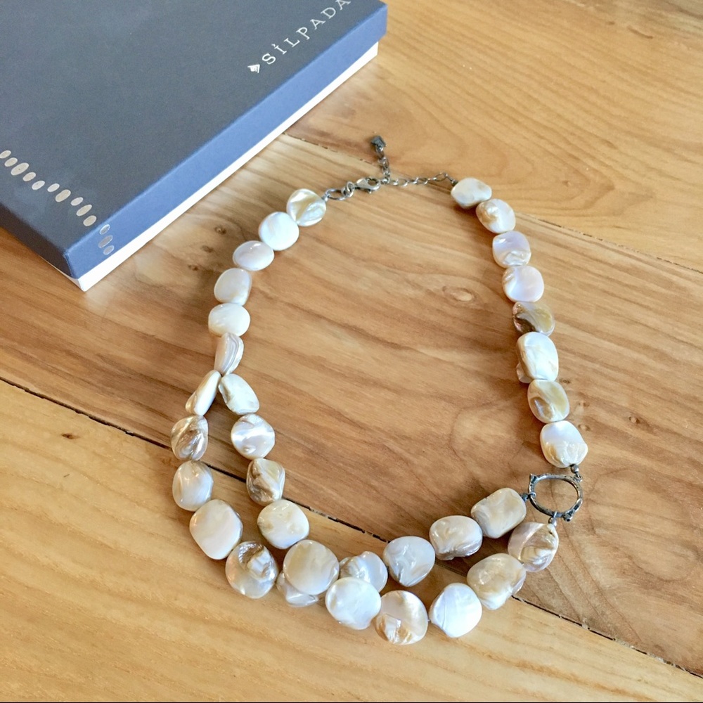 Silpada Retired Silver and Pearl Chunky Necklace